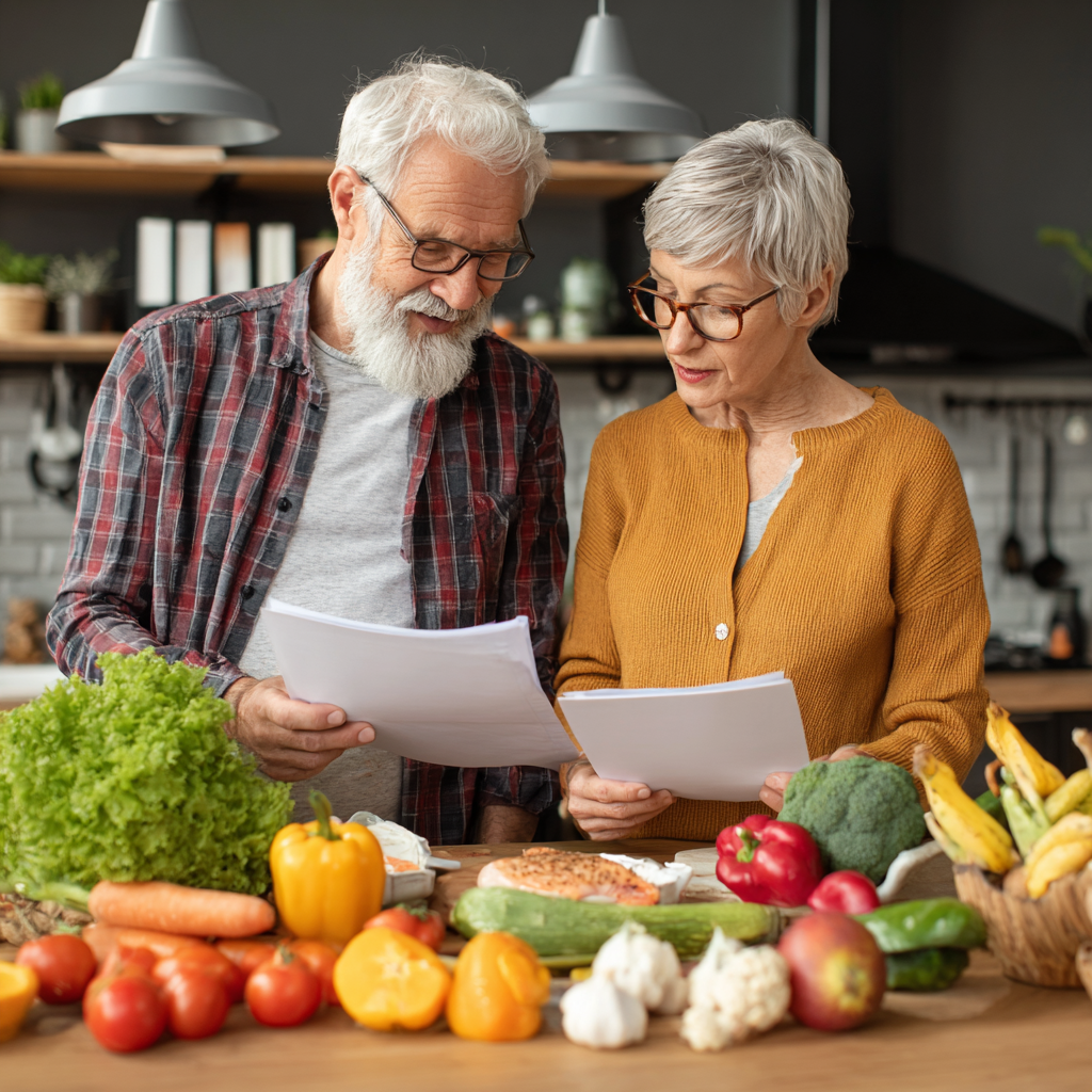 middle-aged adults planning balanced nutrition